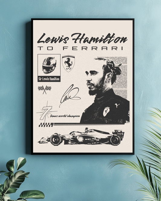 Lewis Hamilton to Ferrari Tribute Poster